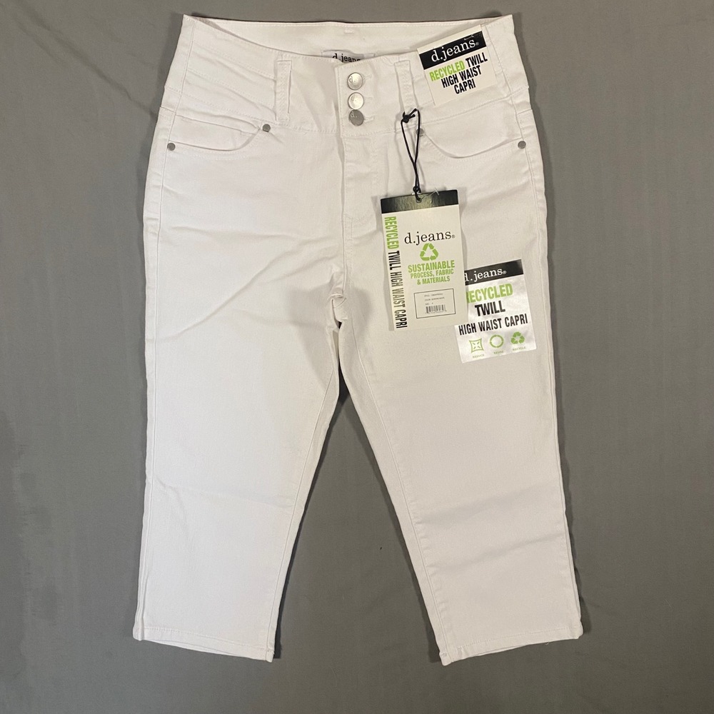 d.jeans Womens Recycled Twill High Waist Capri White Size 4 15863HTRDS22